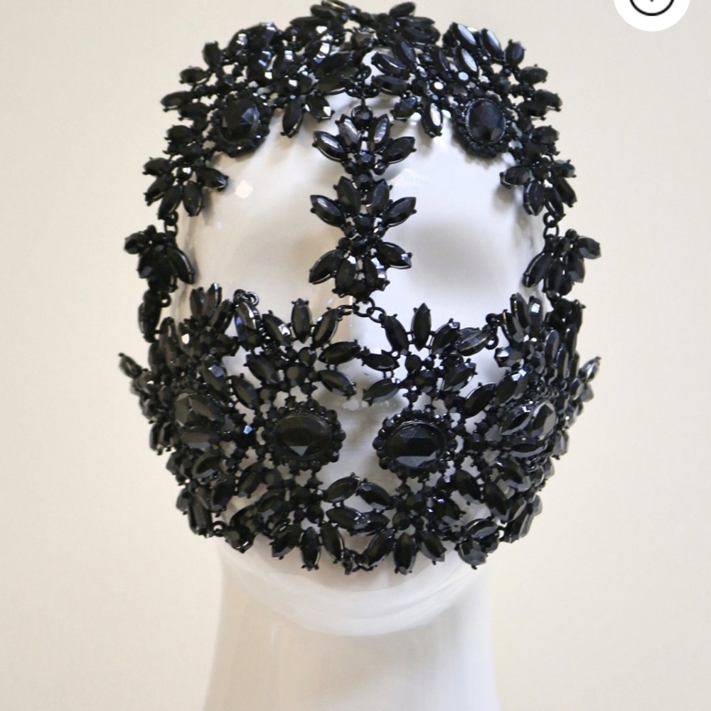 Black Crystal Face Mask, Face Accessory, face mask, jewelry mask,rhinestone mask